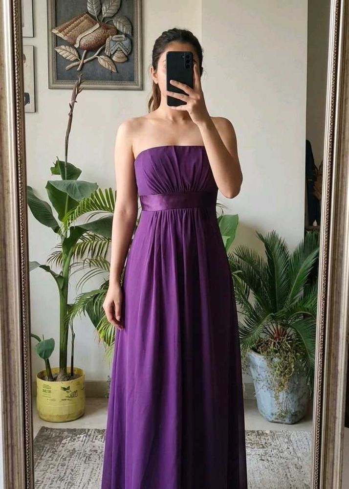 Elegant Purple Strapless Maxi Dress