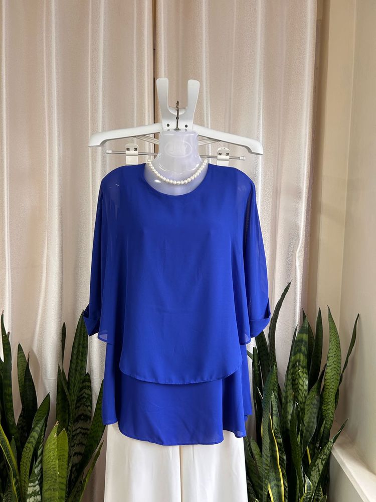 Imported Elegant Royal Blue Layered Blouse