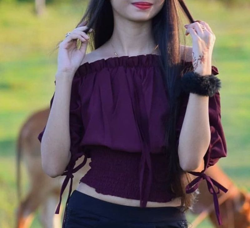 Off-Shoulder Smocked Crop Top