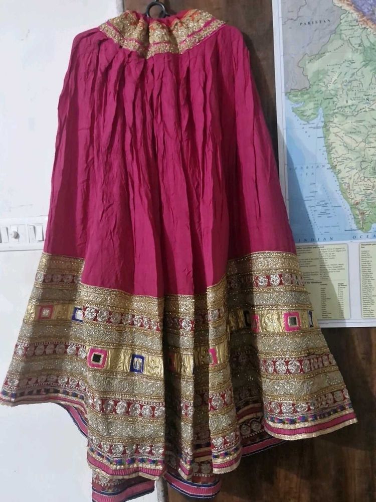 Embroidered Pink Ethnic Skirt
