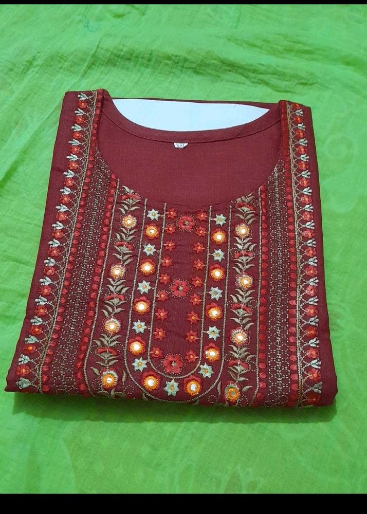 Embroidered Maroon Kurta
