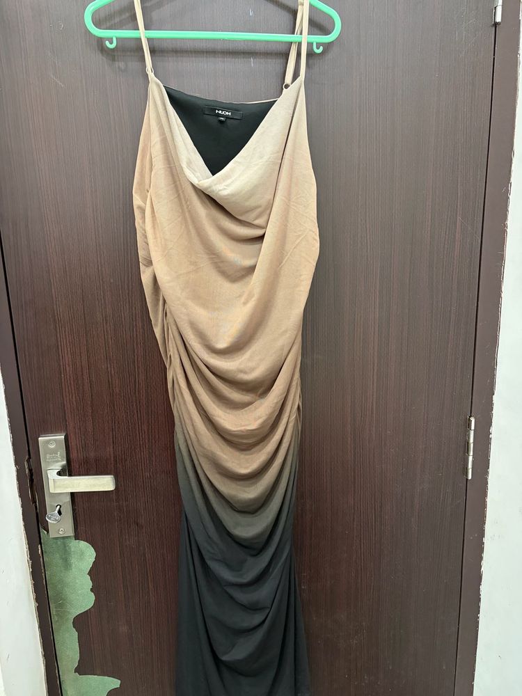 Elegant Ombre Ruched Maxi Dress