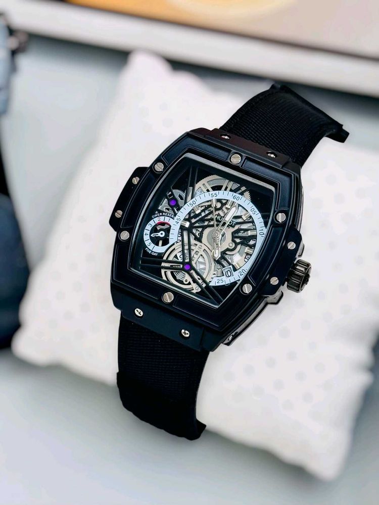 Skeleton Dial Black Watch