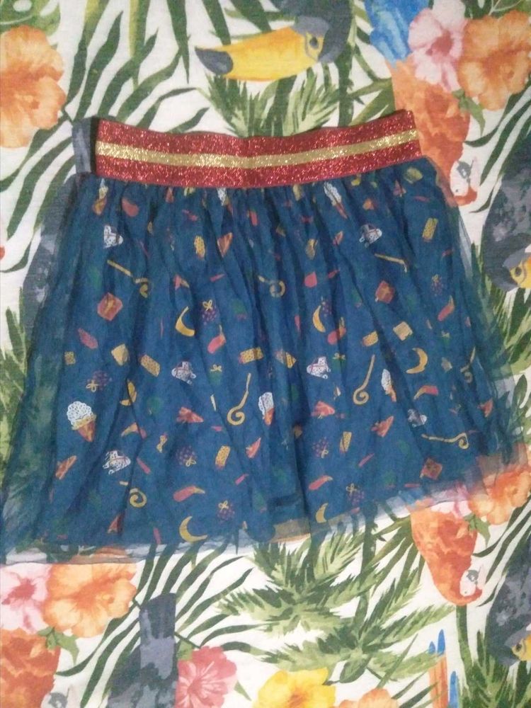 Cute Blue Tulle Skirt with Fun Prints