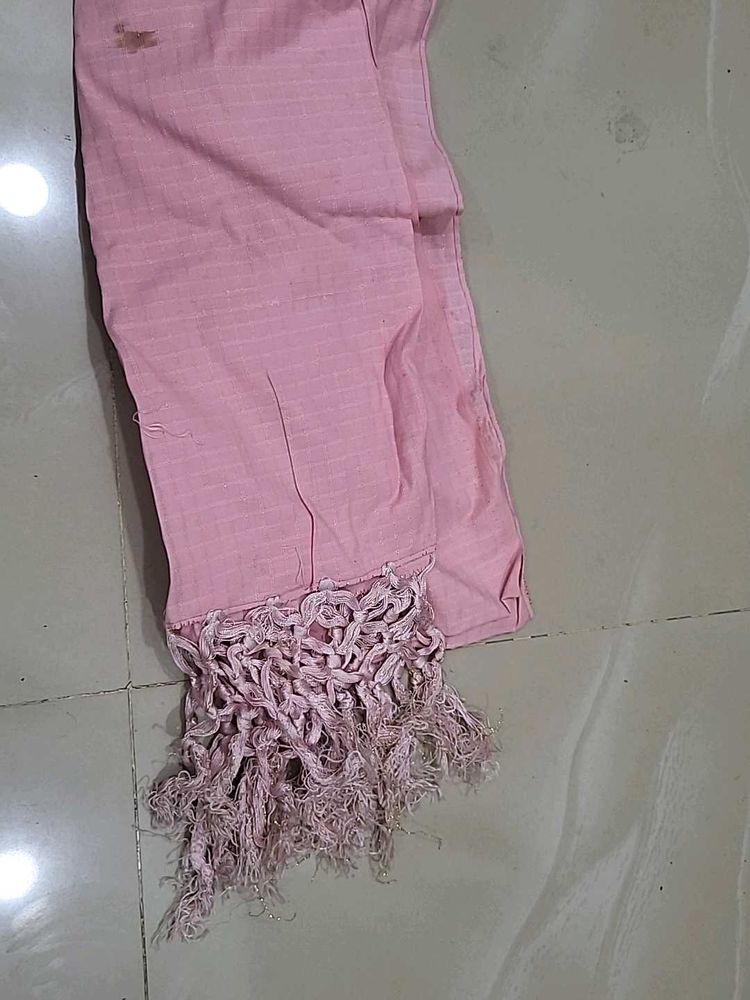 Pink Dupatta with Tassels