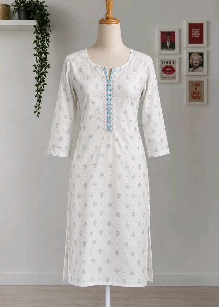 White Printed Kurta
