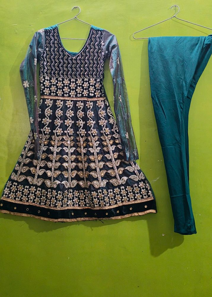 Peacock 🦚 Colour Dress 👗 With Chudi Izar