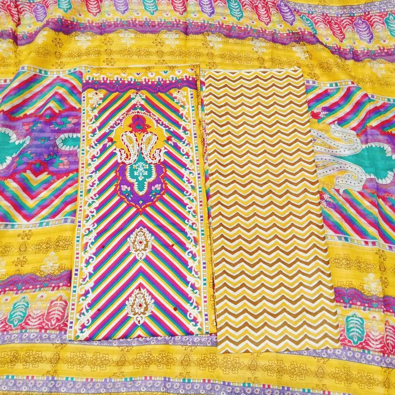 Printed Cotton Unstitched Suit