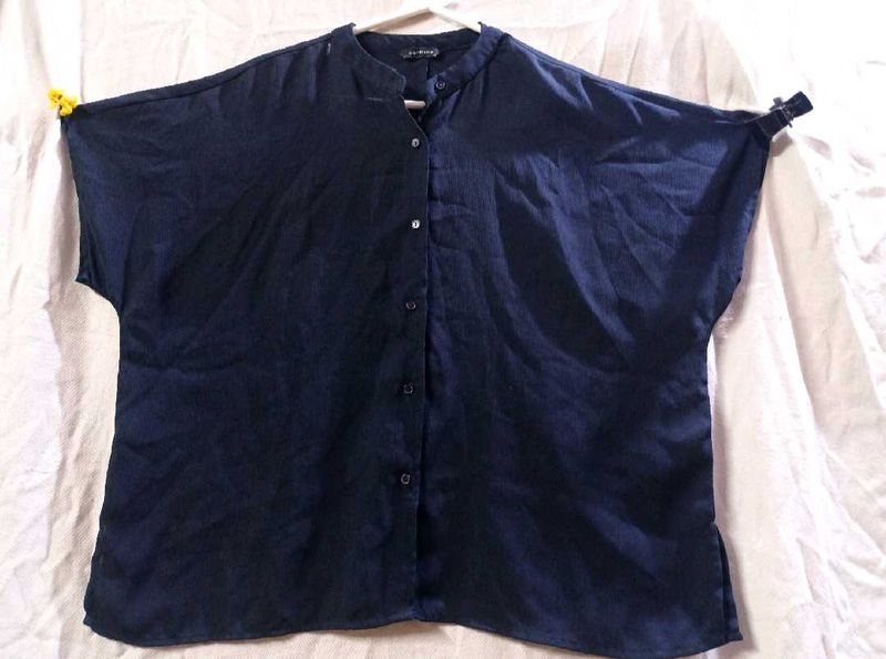 Navy Button- Down Tshirt