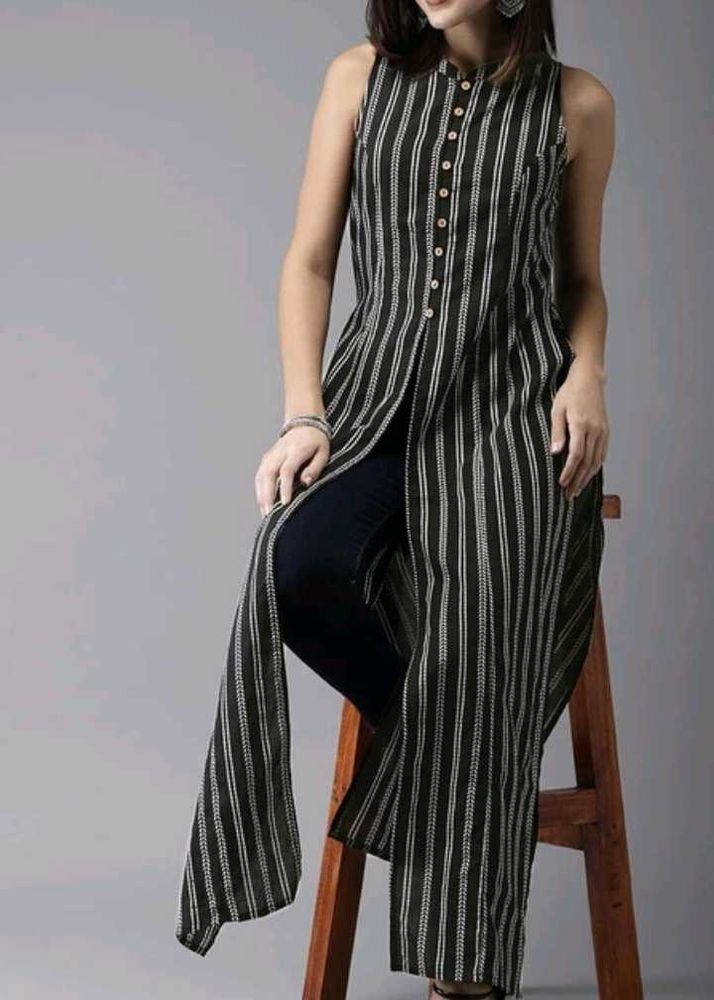 STRIPED BLACK WHITE OFFICE KURTI🎀