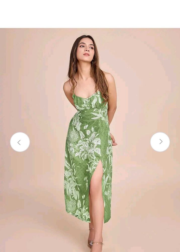 Chic Green Floral Midi Dress