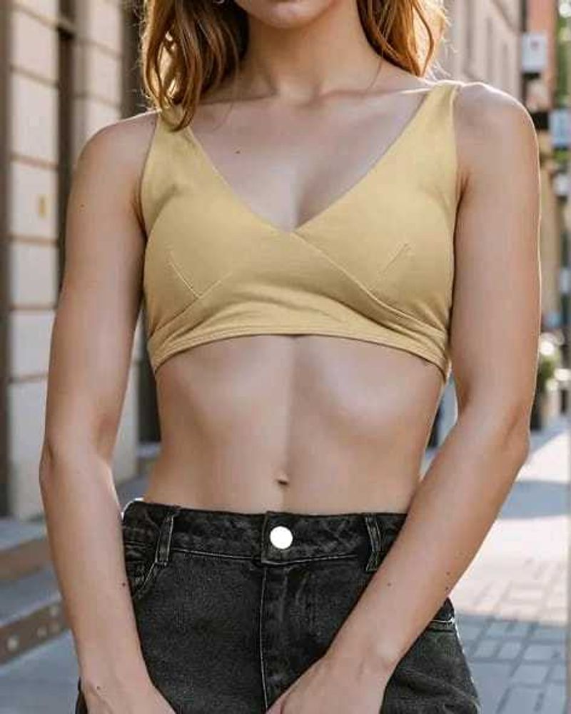 Shein Casual Slip-On V neck Micro crop Knit bra