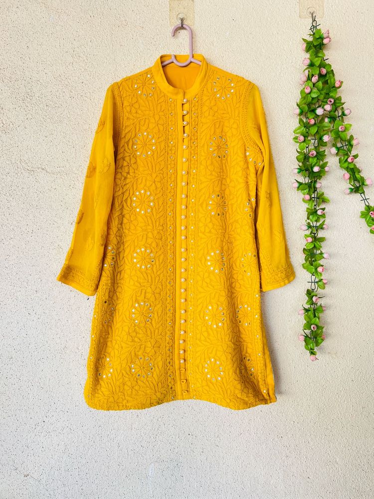 Yellow Embroidered Kurta