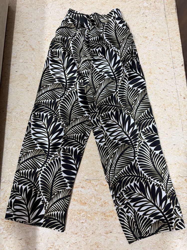 (XS) Satin Casual Pants With Pockets