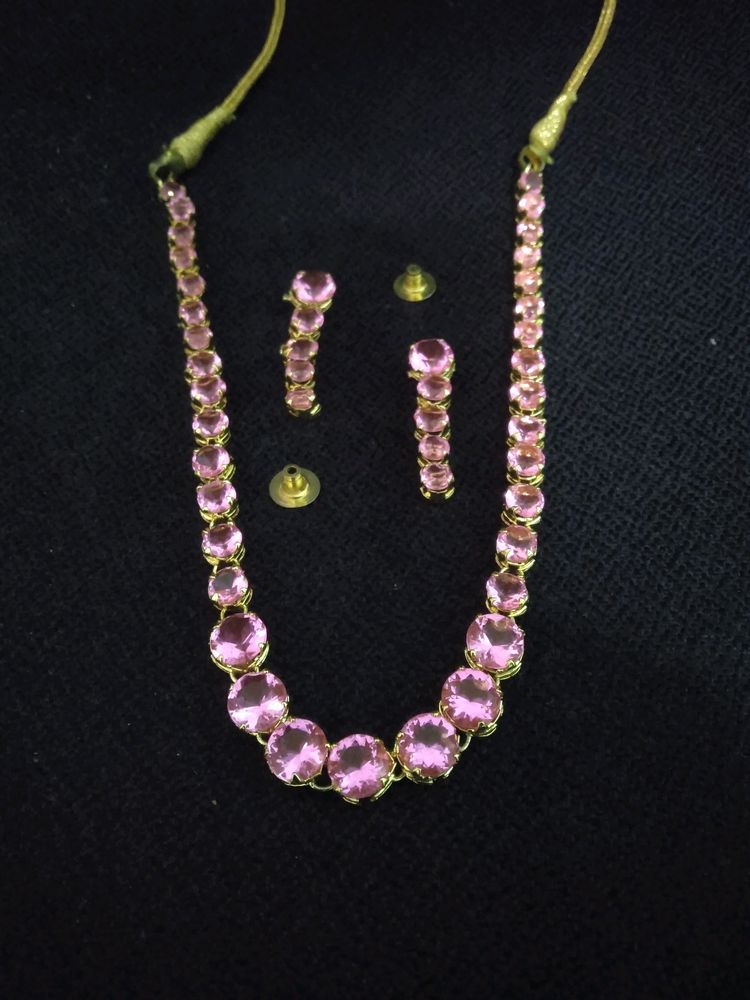 Pink, Diamond, Golden Colour, Beautiful Chokar Wit
