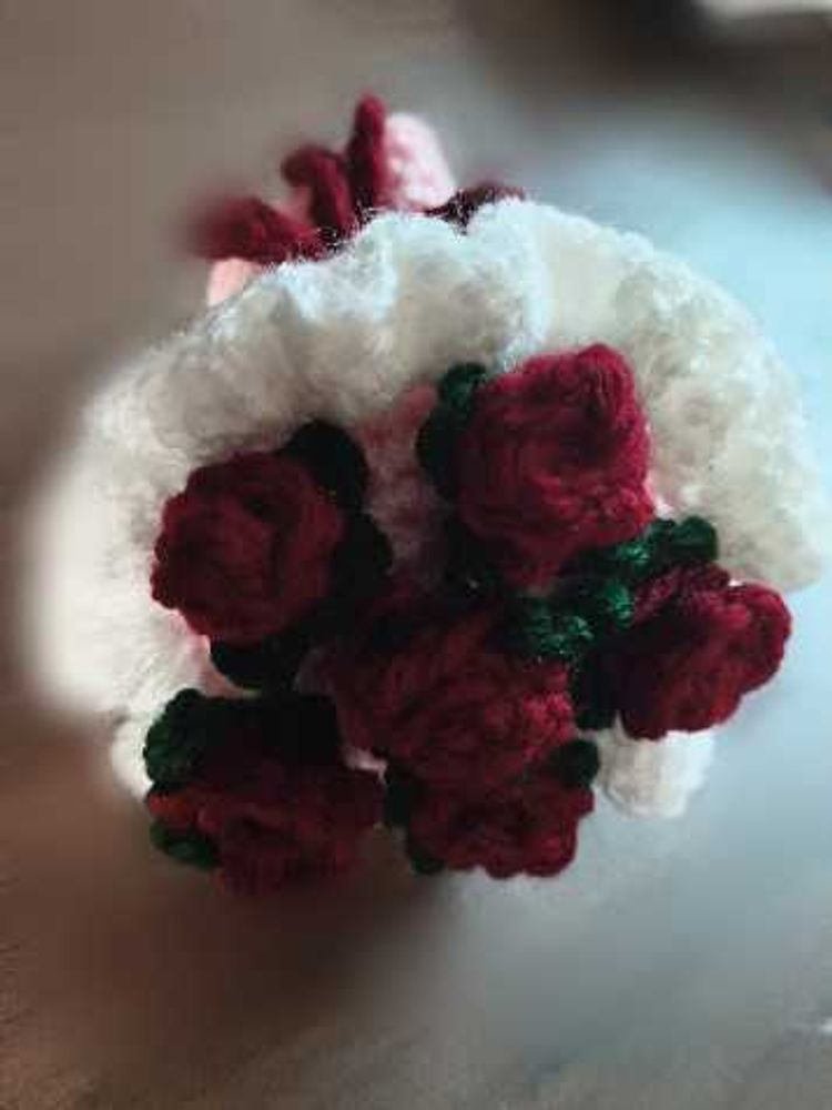 Crochet Rose Mini Bouquet Key Chain