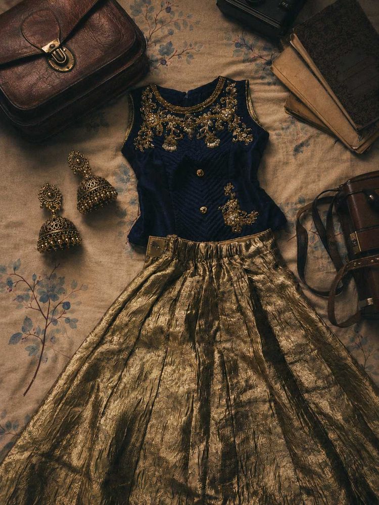 💙✨ Vintage Y2K Girls Lehenga Choli Set ✨💛