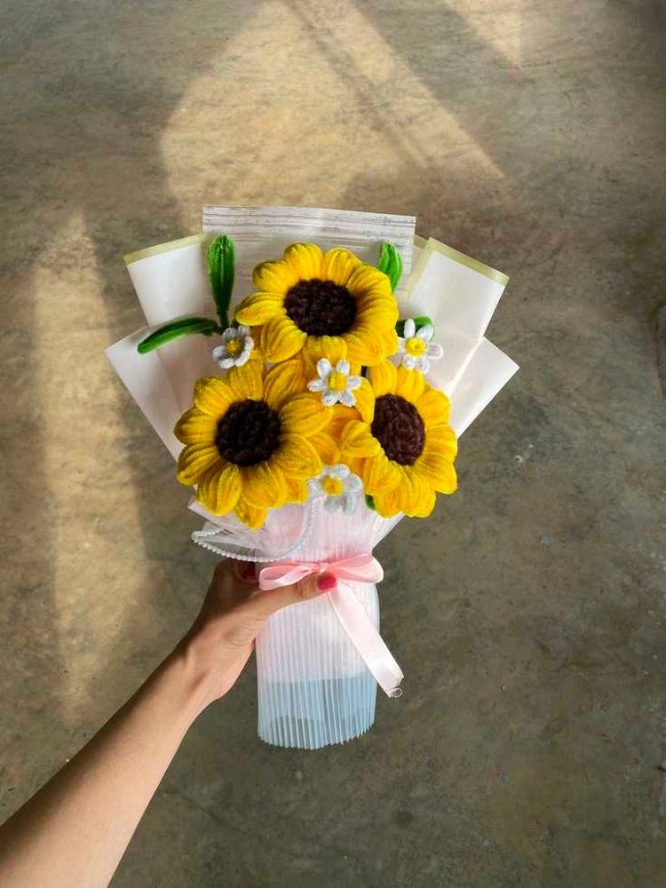 Handmade Crocheted Sunflower Bouquet