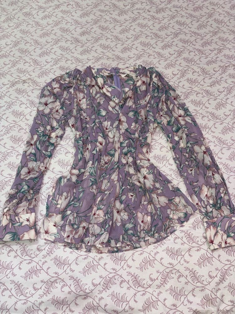Purple Floral Long Sleeve Top💜