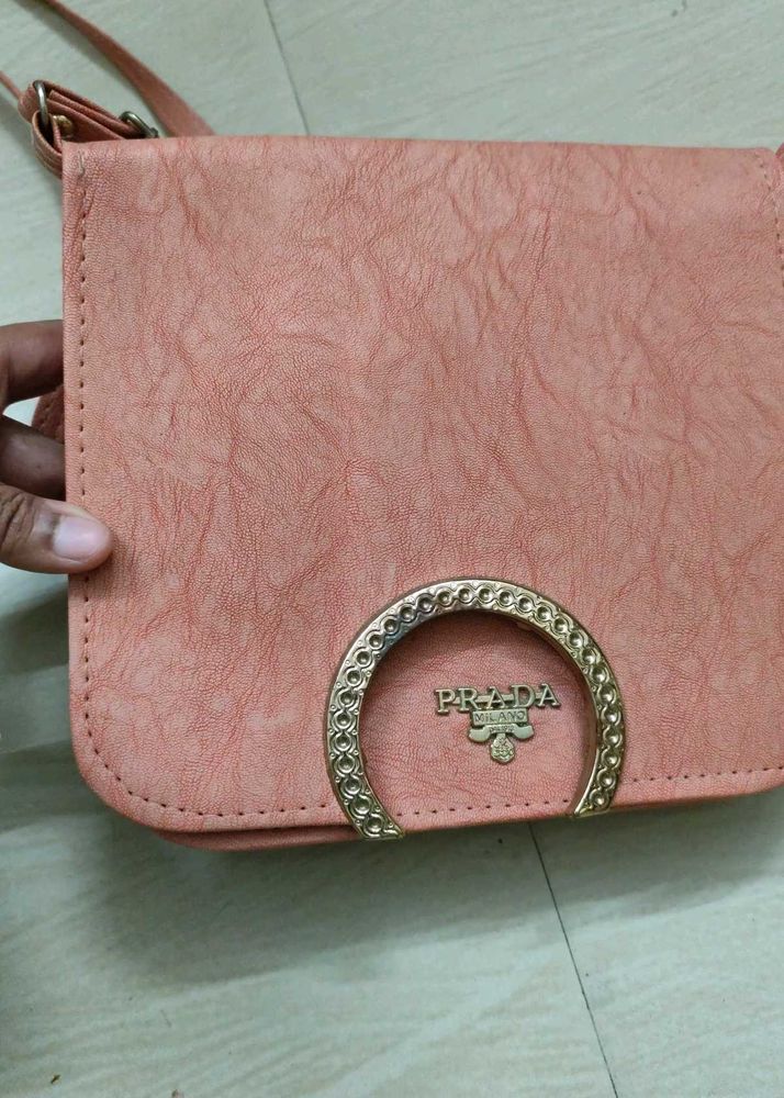 Chic Pink Crossbody Bag with Gold Accent
