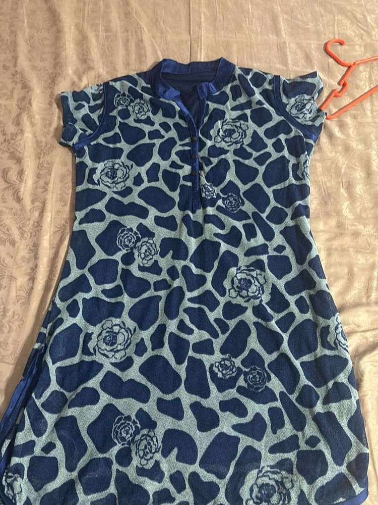 Blue Floral Print Tunic