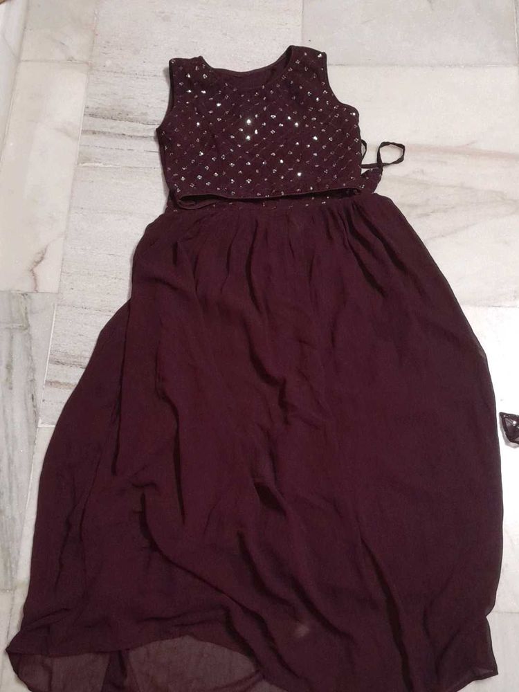 Stylish Sequined Crop Top &amp; Skirt Set