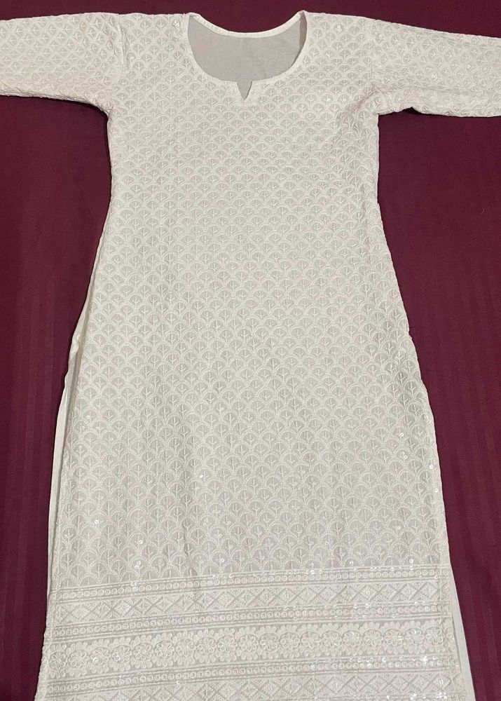 Elegant White Sequin Kurta