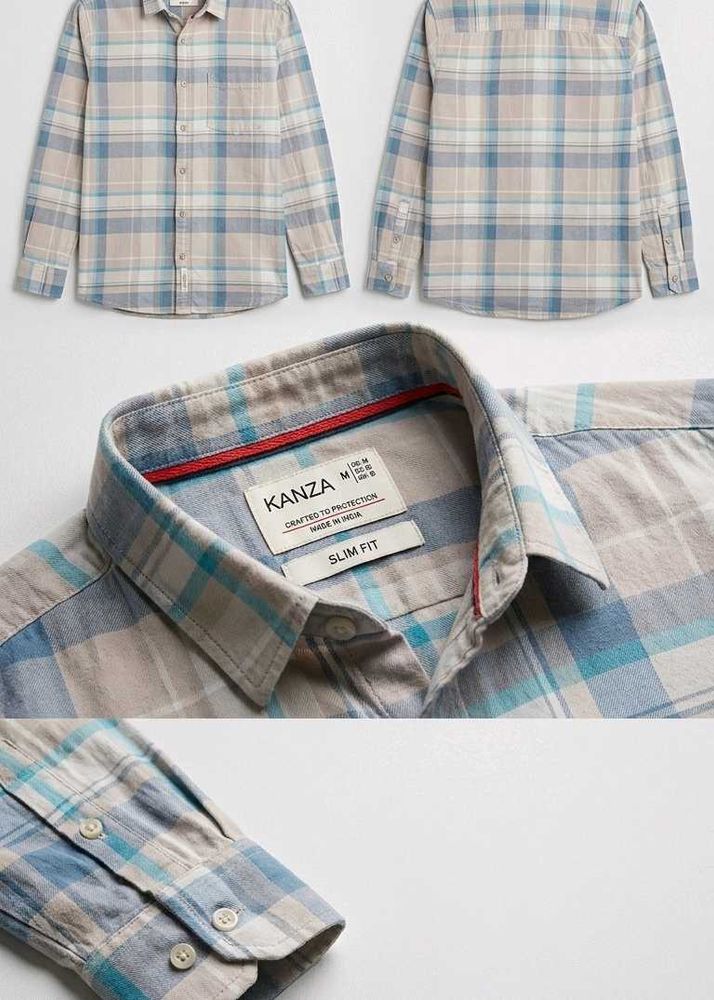 stylish blue checked casual shirt