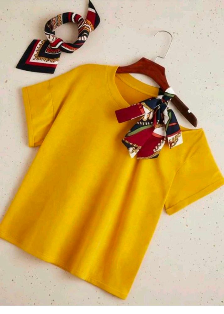 Yellow T-Shirt with Scarf Detail