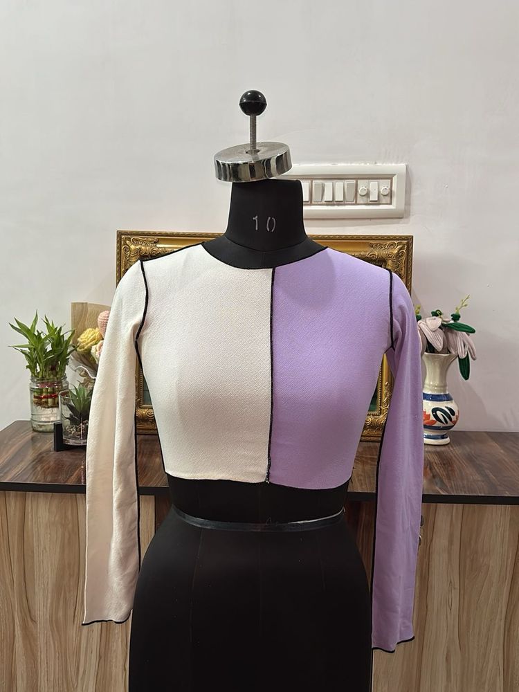 Color Block Crop Top