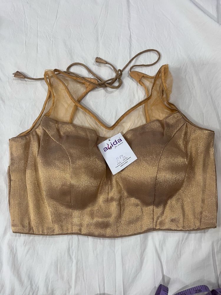 Elegant Golden Brocade Blouse