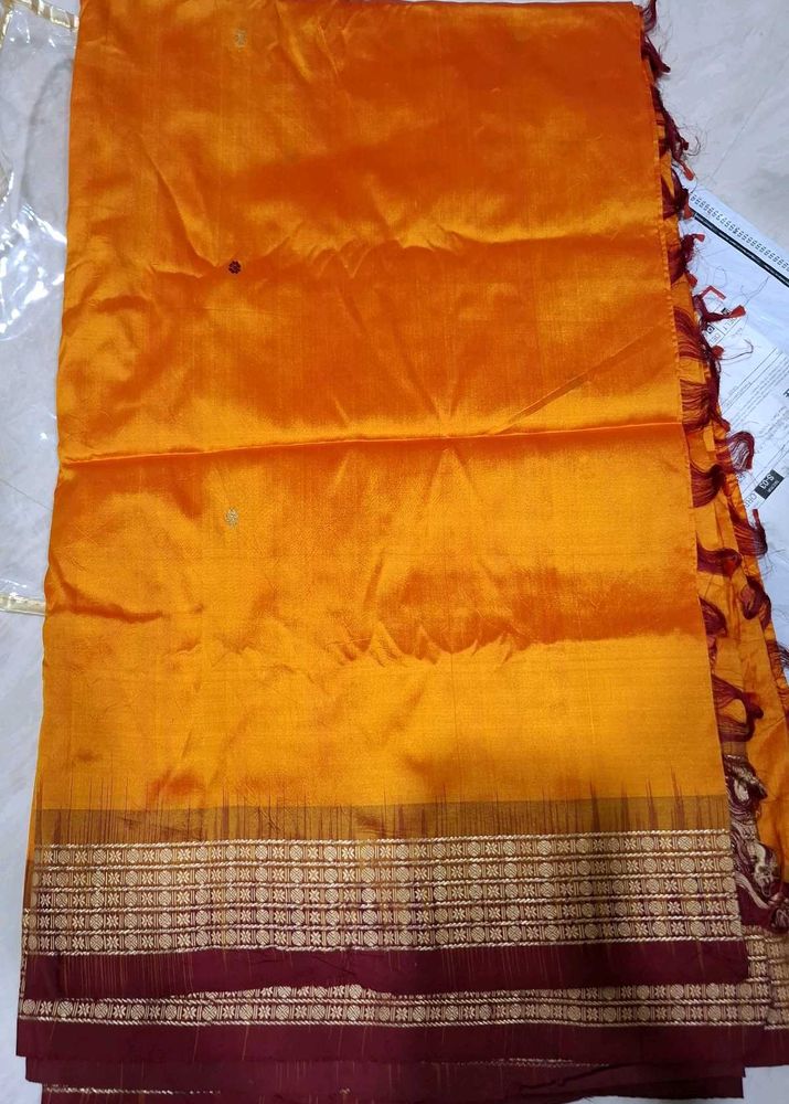 New Elegant Yellow Silk Saree