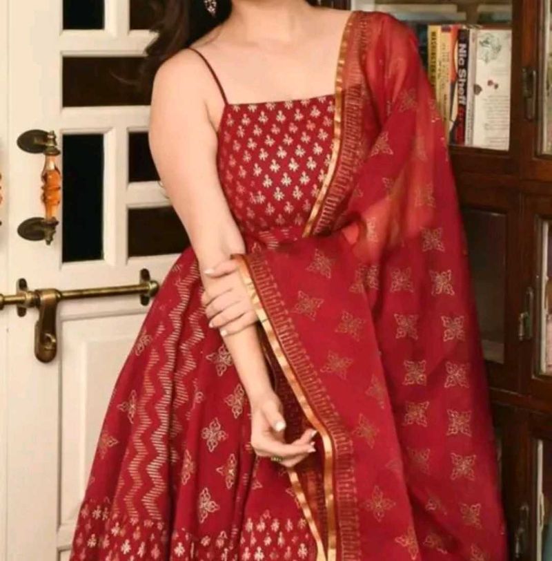 Elegant maroon Kurta Set with Dupatta
