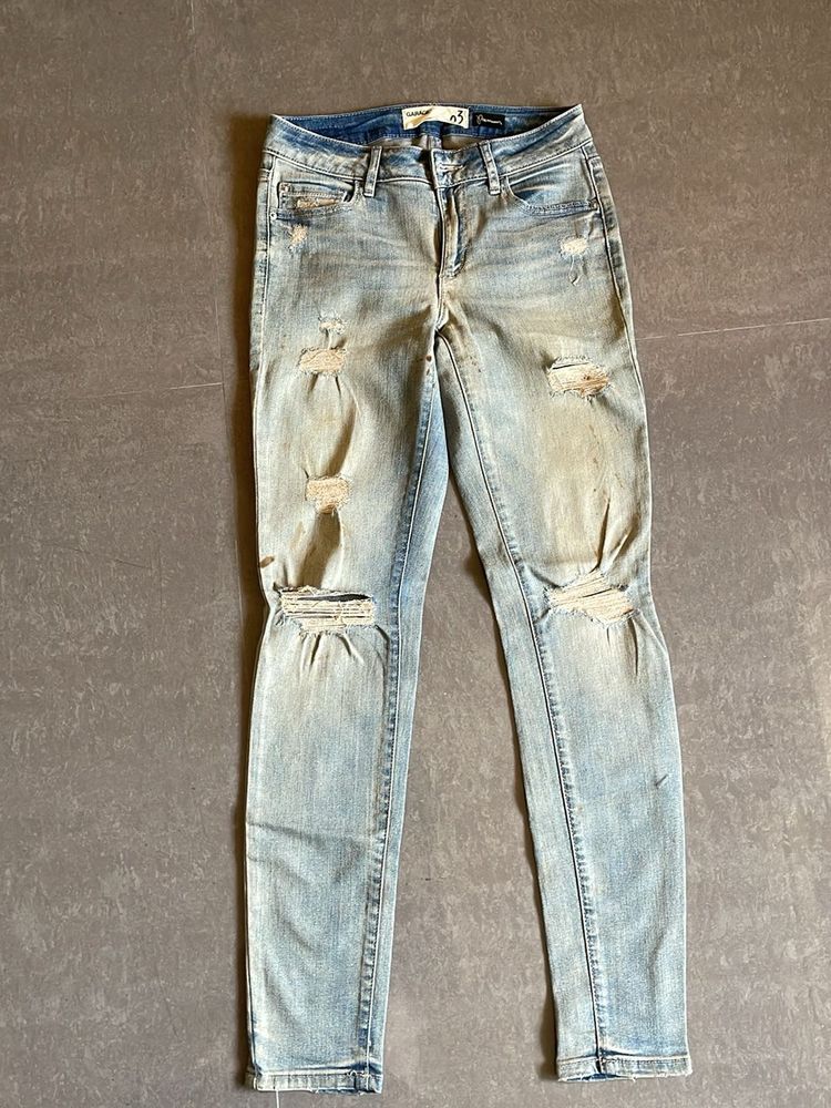 Distressed Light Wash Skinny Jeans