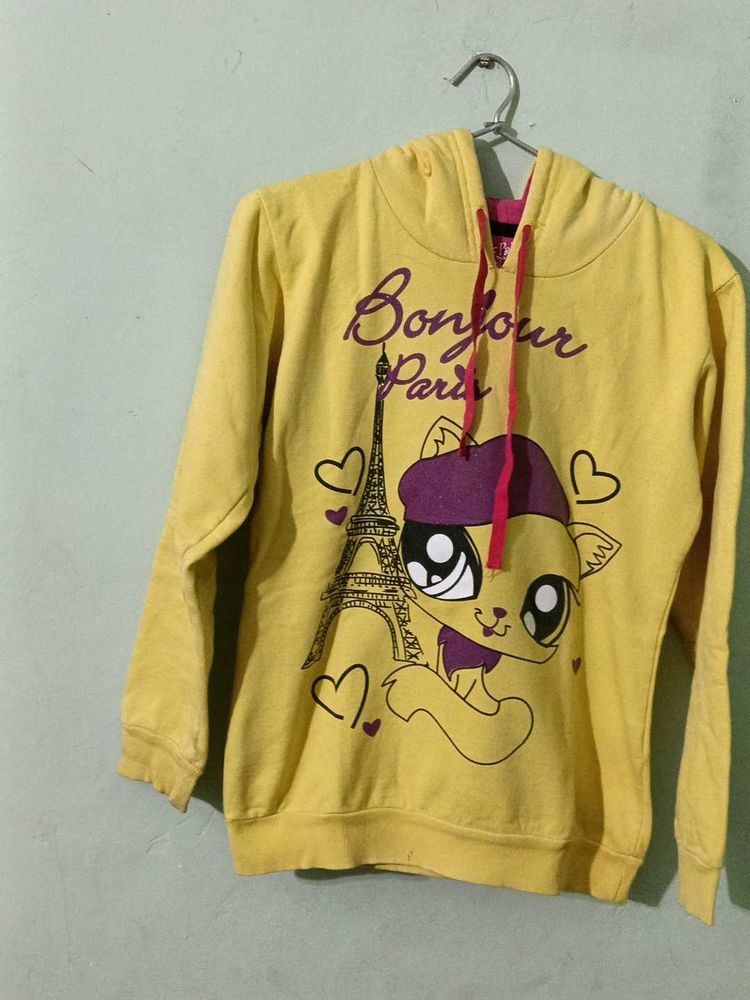 Cute Yellow "Bonjour Paris" Hoodie