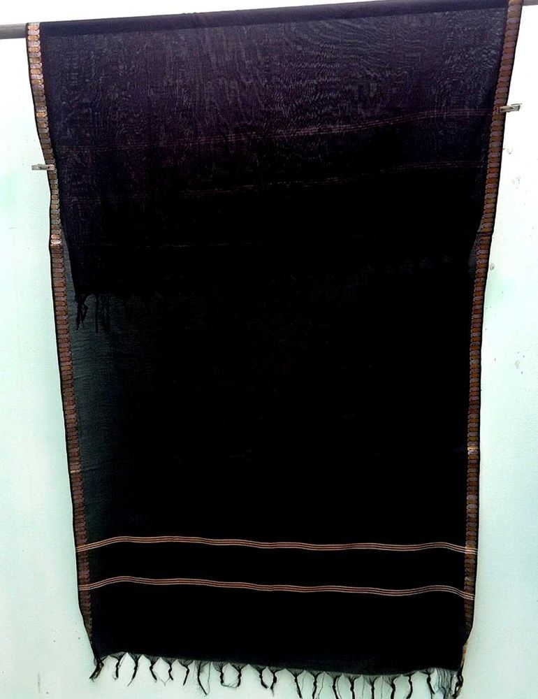 Elegant Black Dupatta with Golden Border