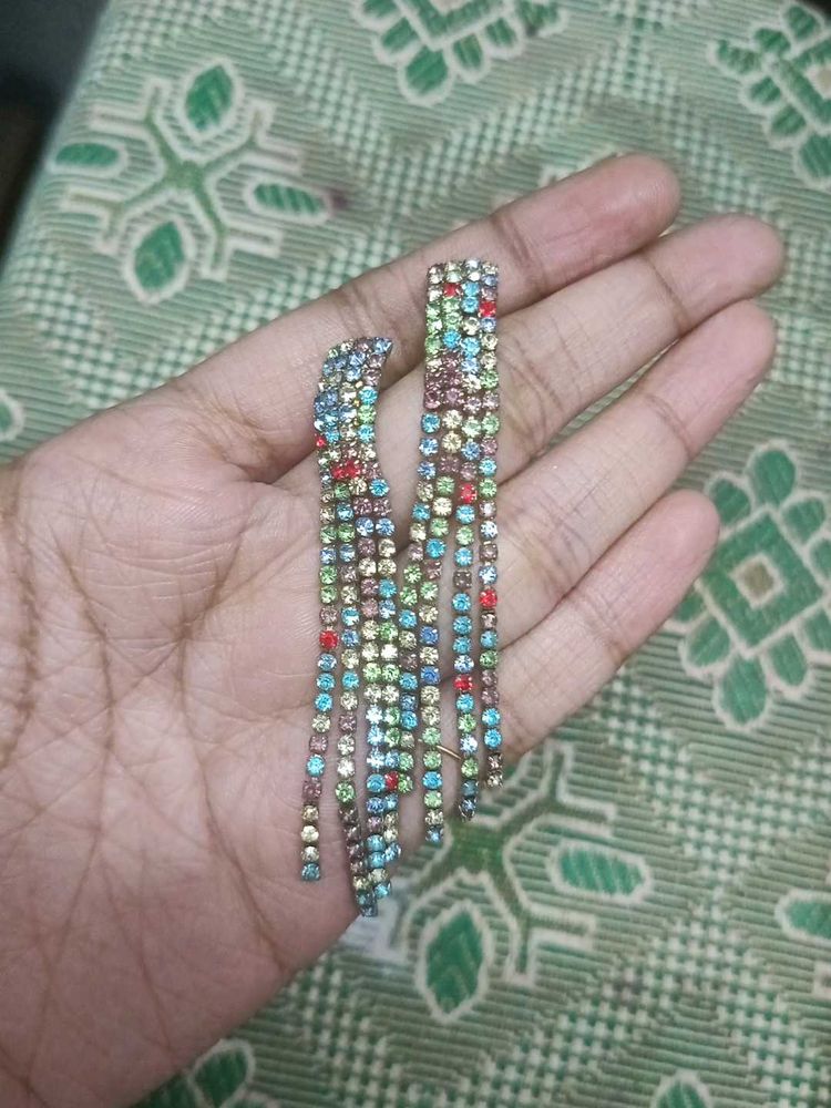 Colorful Rhinestone Dangle Earrings