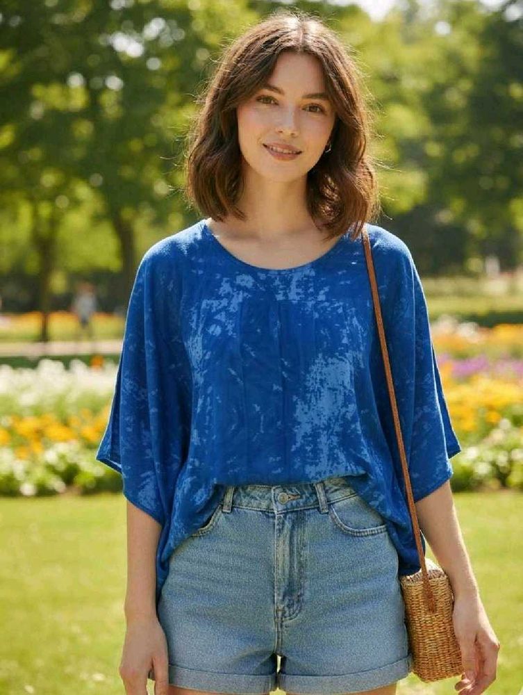 Blue Tie-Dye Top