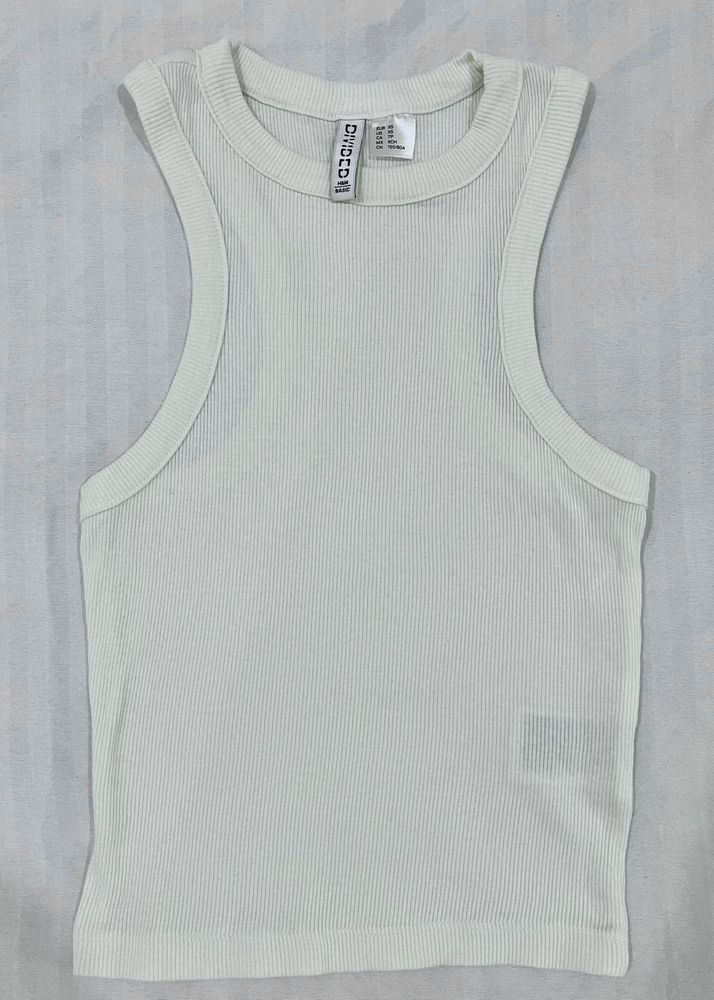H&amp;M white Ribbed Tank Top (new &amp; unused)