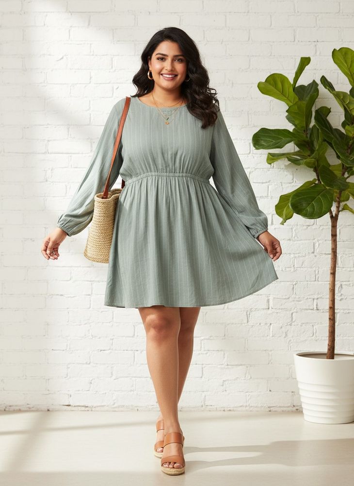 Boho Striped Flowy Mini Dress - Plus size