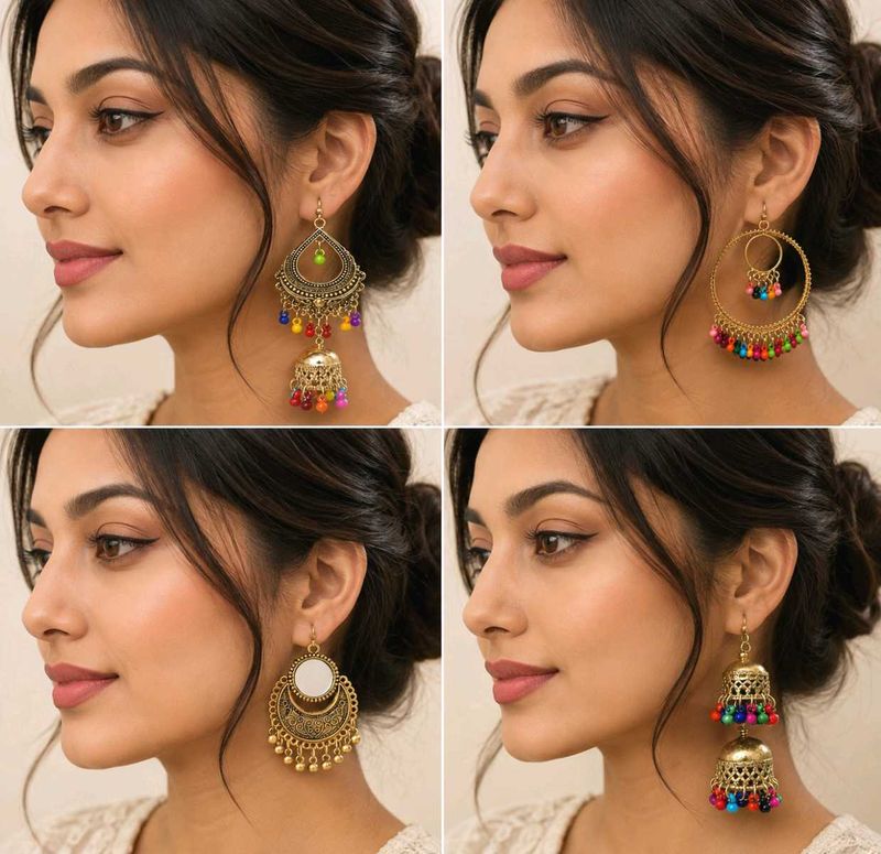Boho Jhumka Earrings Set