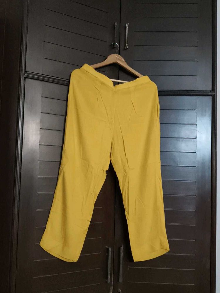 Women Straight Yellow Ethnic Pants