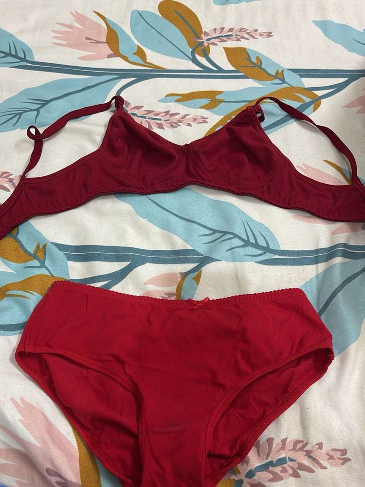 Red Bra and Panty Set