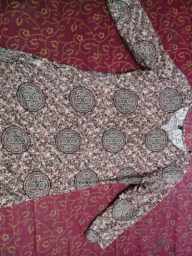Patterned Long Sleeve Top