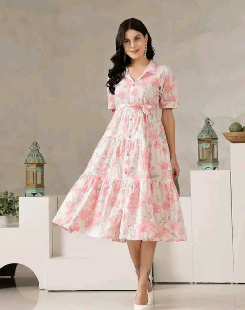 Floral Print Tiered Midi Dress