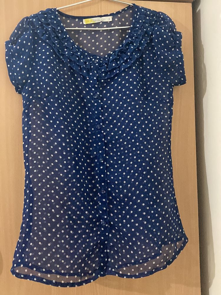 Polkadot Top, Light Material Shifon, Size Small