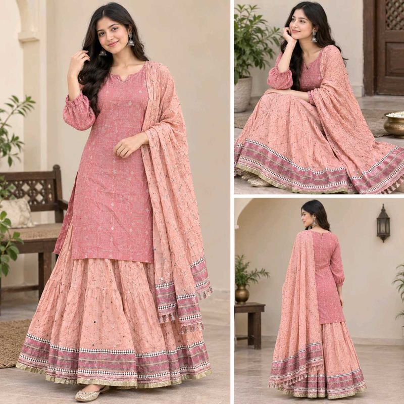 Elegant Pink Kurta  plazo set