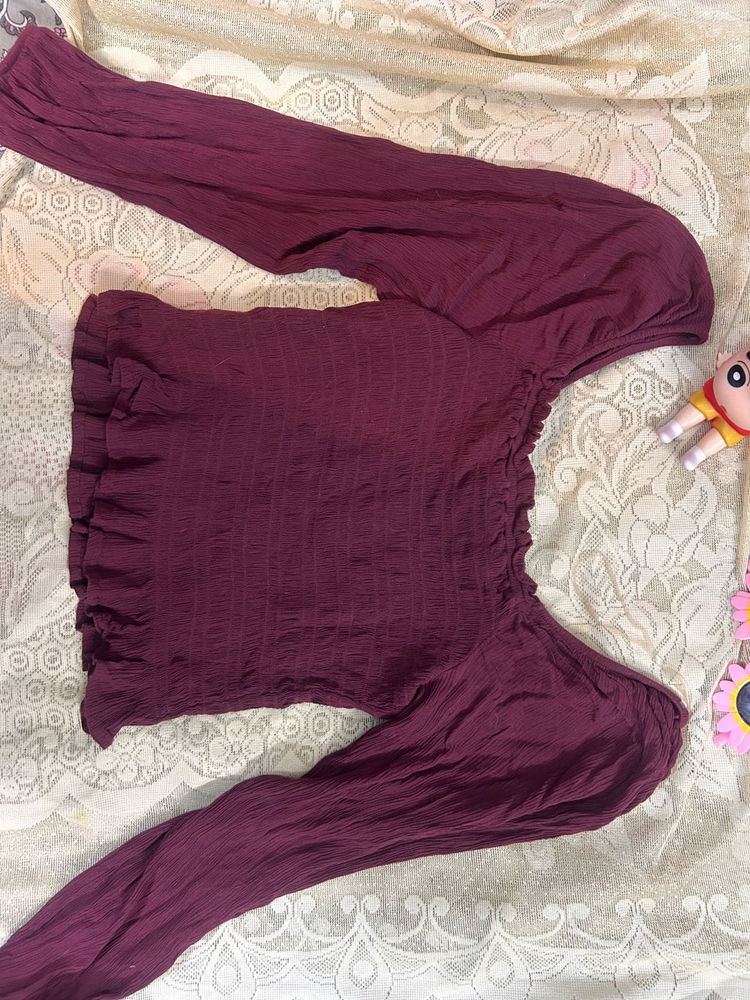 smoking maroon top