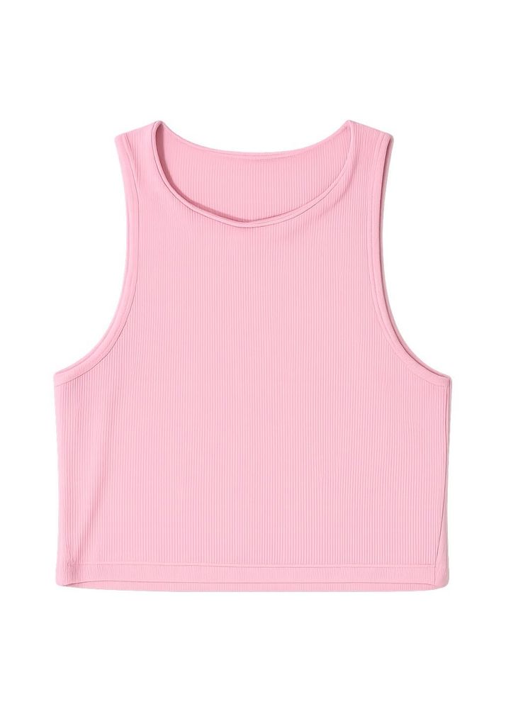 Pink Ribbed Racerback Crop Top
