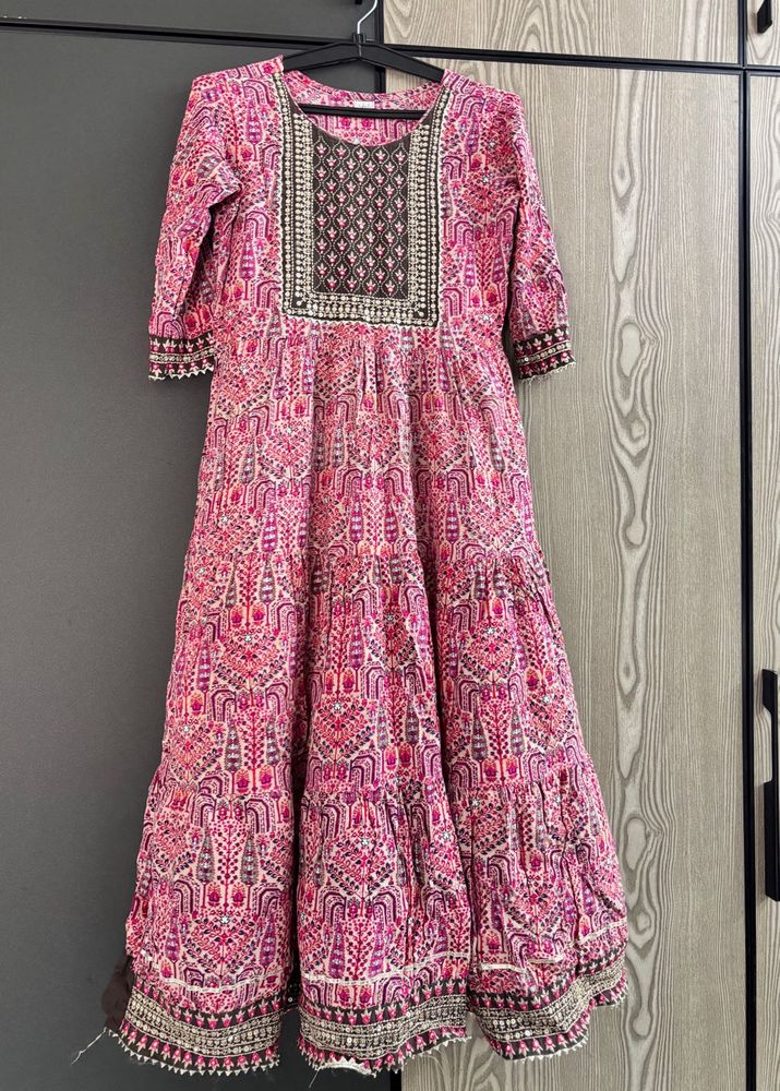 Embroidered Pink Ethnic Gown